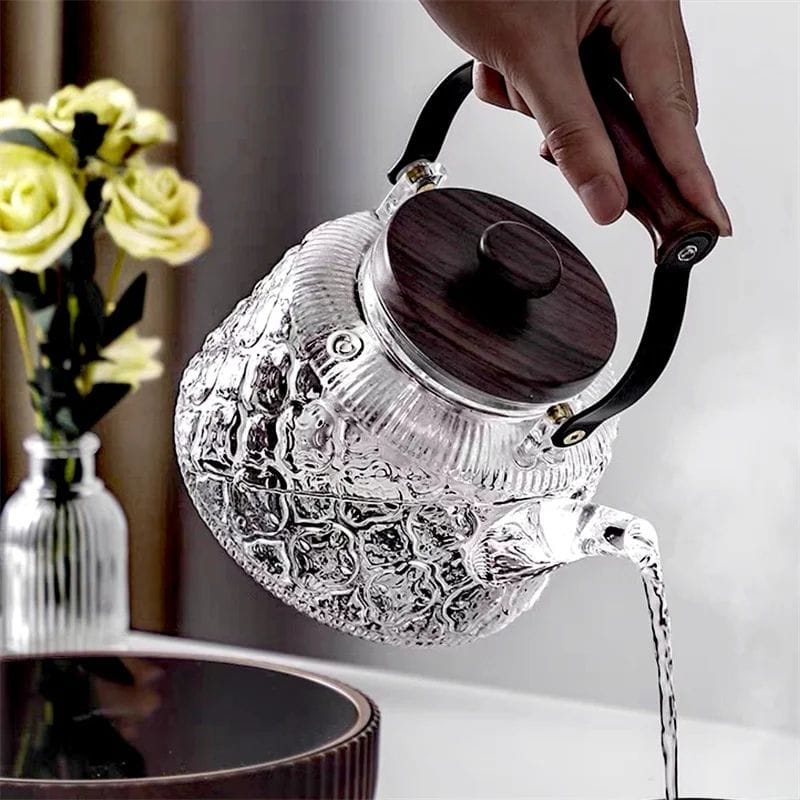 Bouilloire Théière 2 en 1 en Verre Borosilicate 1L