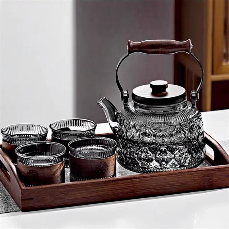 Bouilloire Théière 2 en 1 en Verre Borosilicate 1L