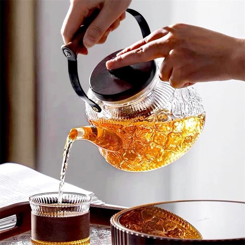 Bouilloire Théière 2 en 1 en Verre Borosilicate 1L