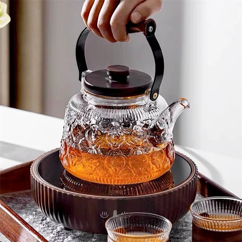 Bouilloire Théière 2 en 1 en Verre Borosilicate 1L