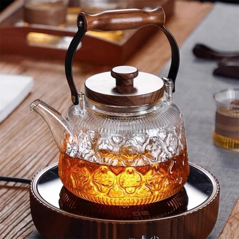 Bouilloire Théière 2 en 1 en Verre Borosilicate 1L