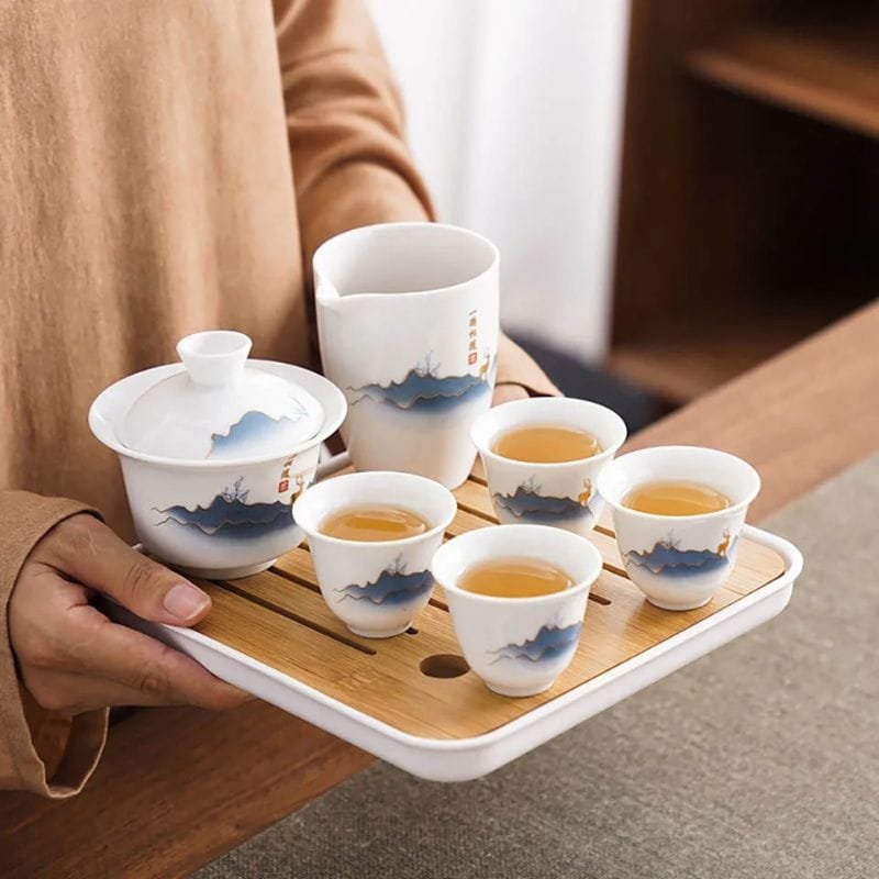 Service à Thé en Porcelaine 130ML Service complet - 8 pièces