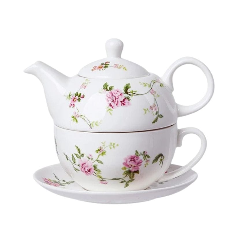 Service à Thé Individuel Fleuri en Porcelaine 480ML 480 ml