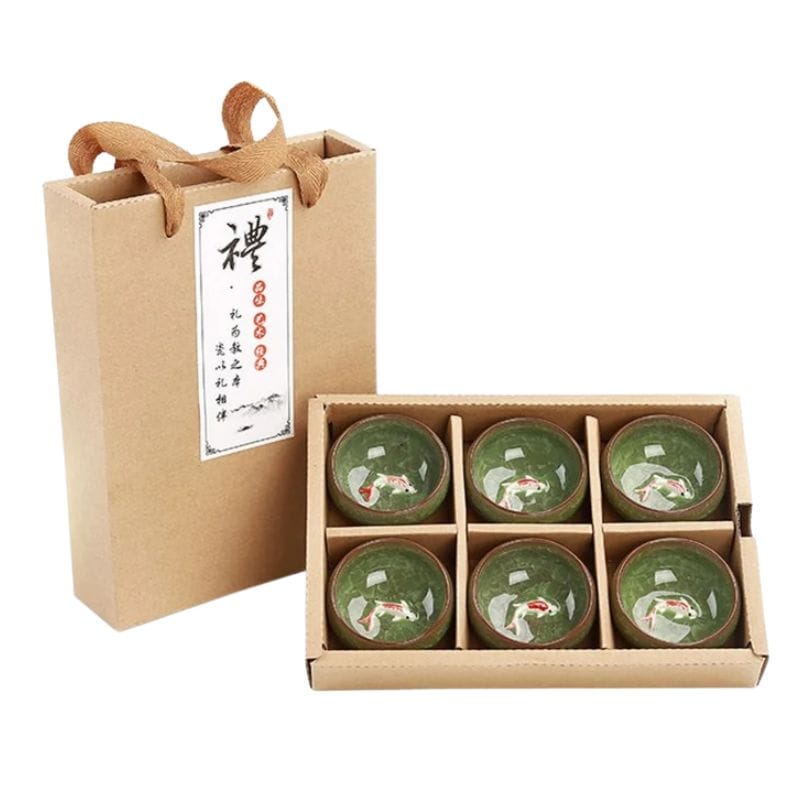 Service Tasse à Thé en Porcelaine Coffret 6 tasses / Forêt de Jade