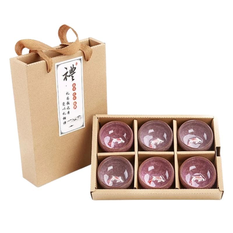 Service Tasse à Thé en Porcelaine Coffret 6 tasses / Rose Pivoine