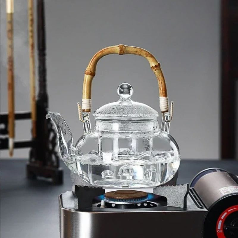 Théière Anse Bambou en Verre Borosilicate 600ML - 800ML