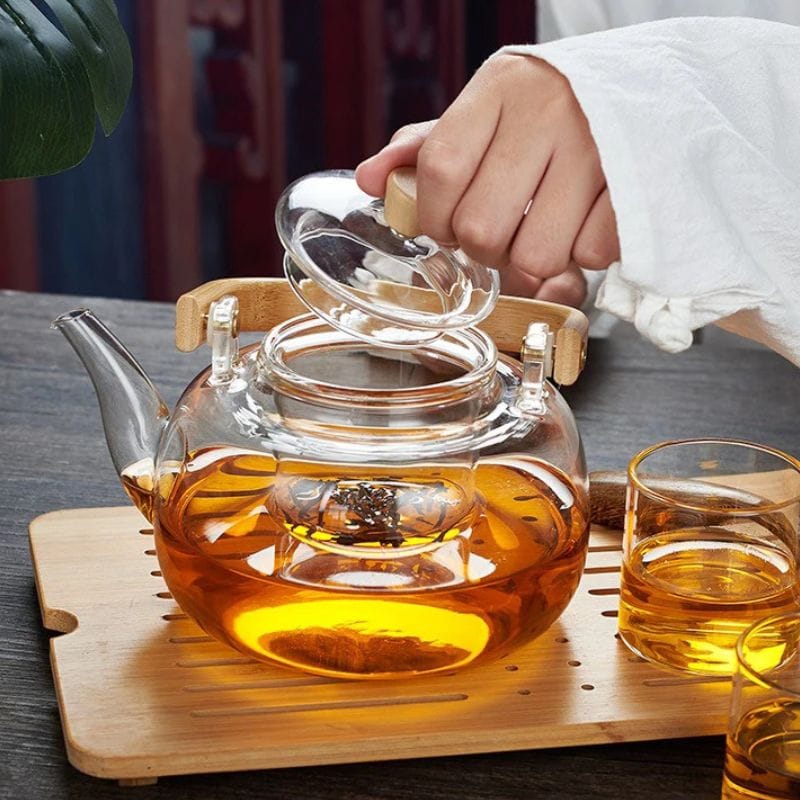 Théière Asiatique en Verre Borosilicate 1L 1000 ml