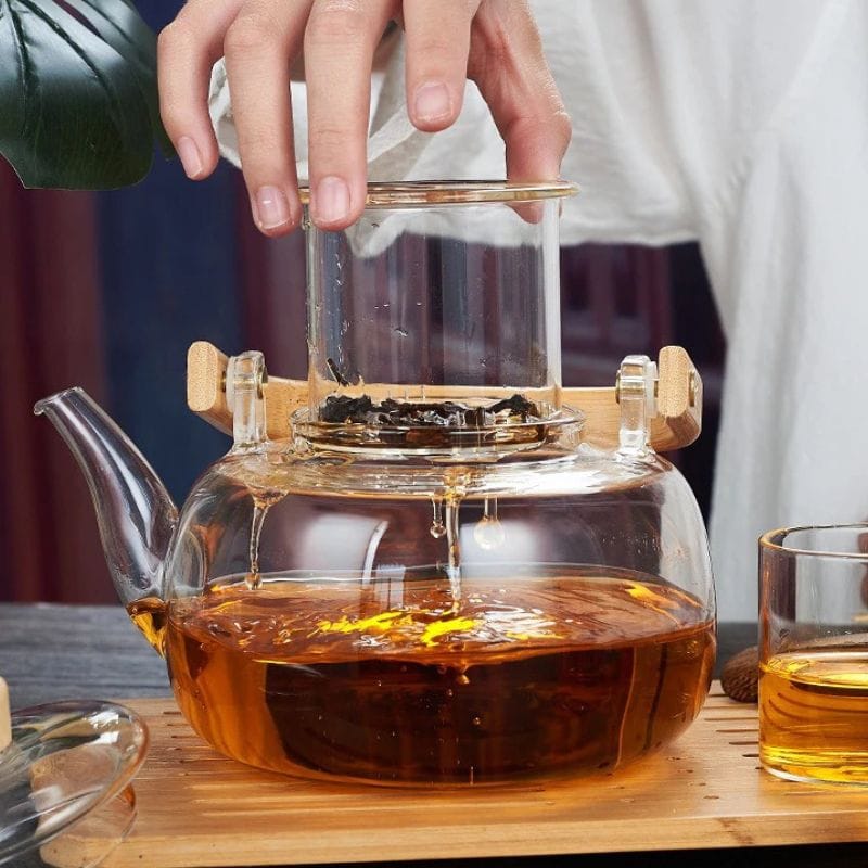 Théière Asiatique en Verre Borosilicate 1L 1000 ml