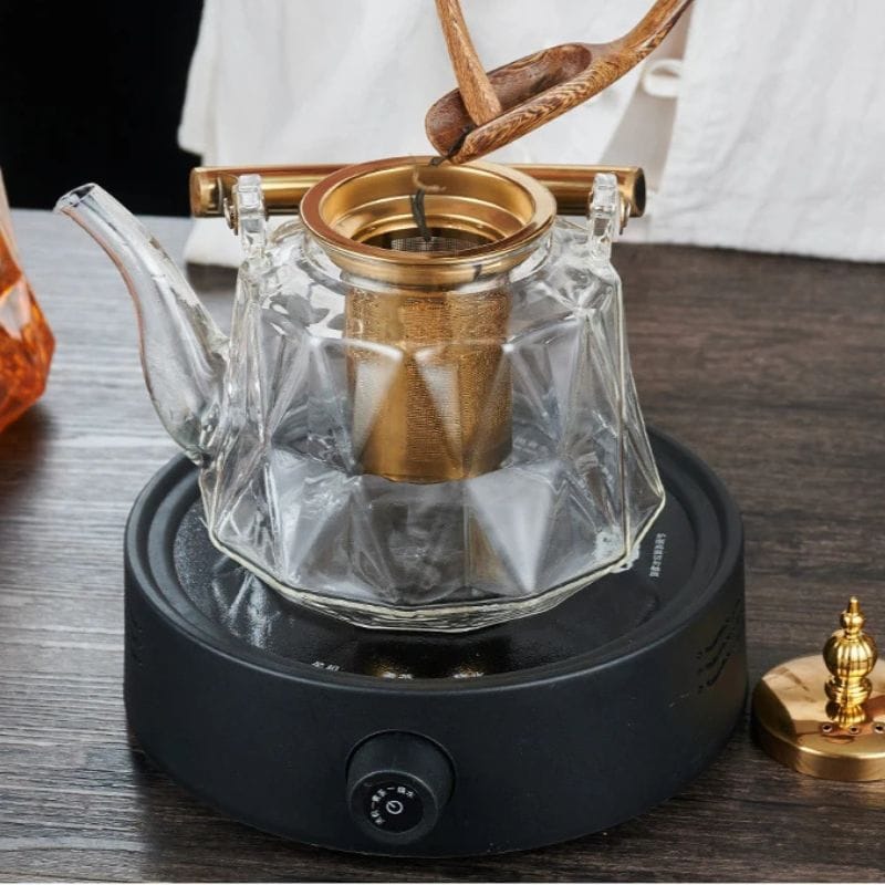 Théière avec Passoire en Verre Facetté 1L