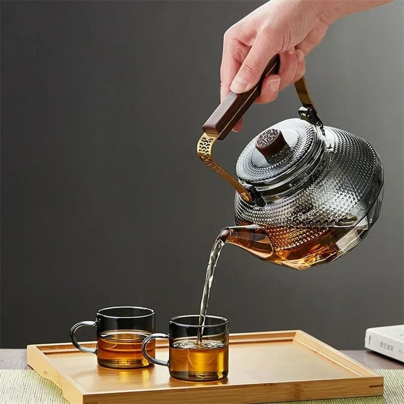 Théière en Verre avec Anse en Bois 1140 ml