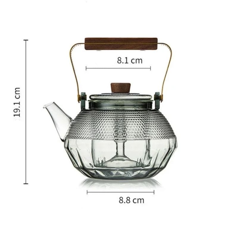 Théière en Verre avec Anse en Bois 1140 ml