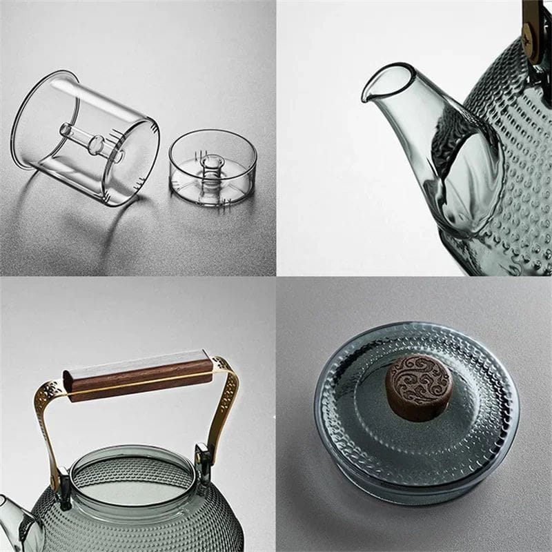 Théière en Verre avec Anse en Bois 1140 ml