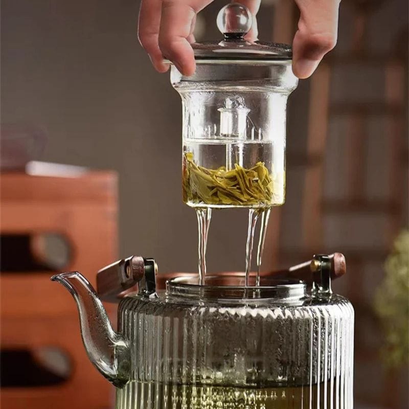 Théière Induction en Verre Borosilicate 1.2L