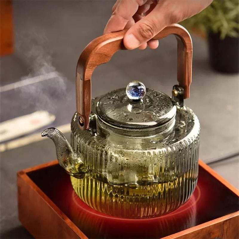 Théière Induction en Verre Borosilicate 1.2L