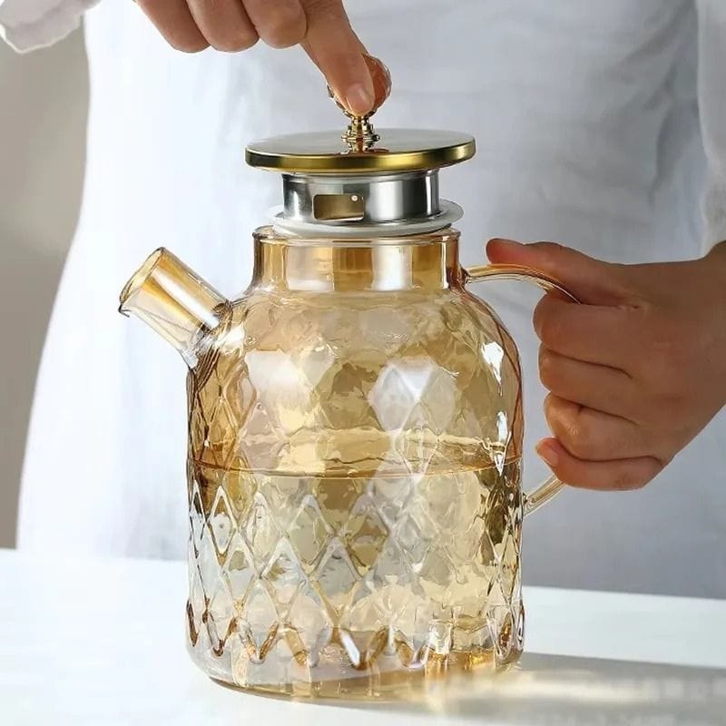Théière Moderne en Verre Facetté 1L - 1.8L