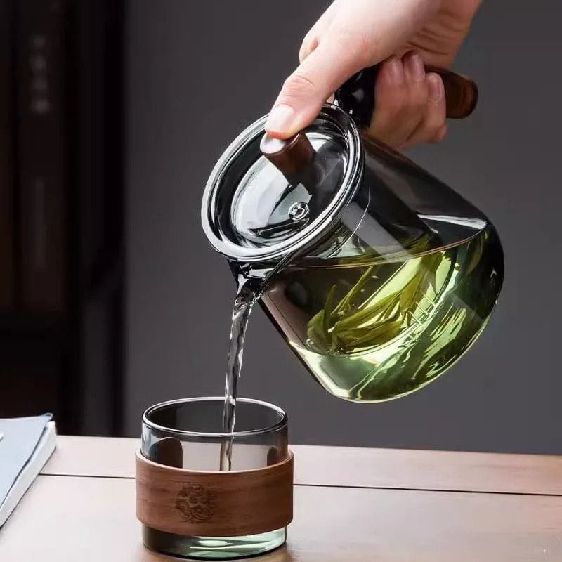Théière Originale en Verre & Bois 600ML