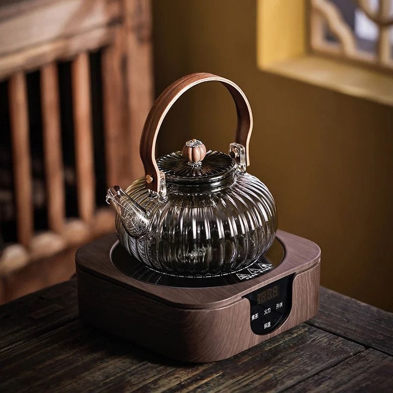 Théière Plaque Induction en Verre Côtelé 850ML