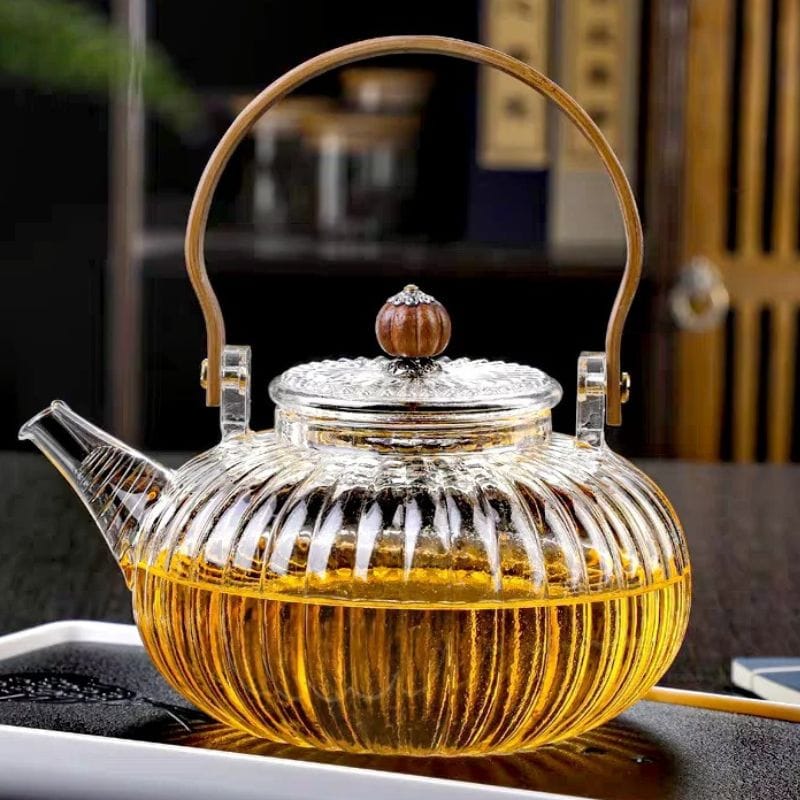 Théière Plaque Induction en Verre Côtelé 850ML