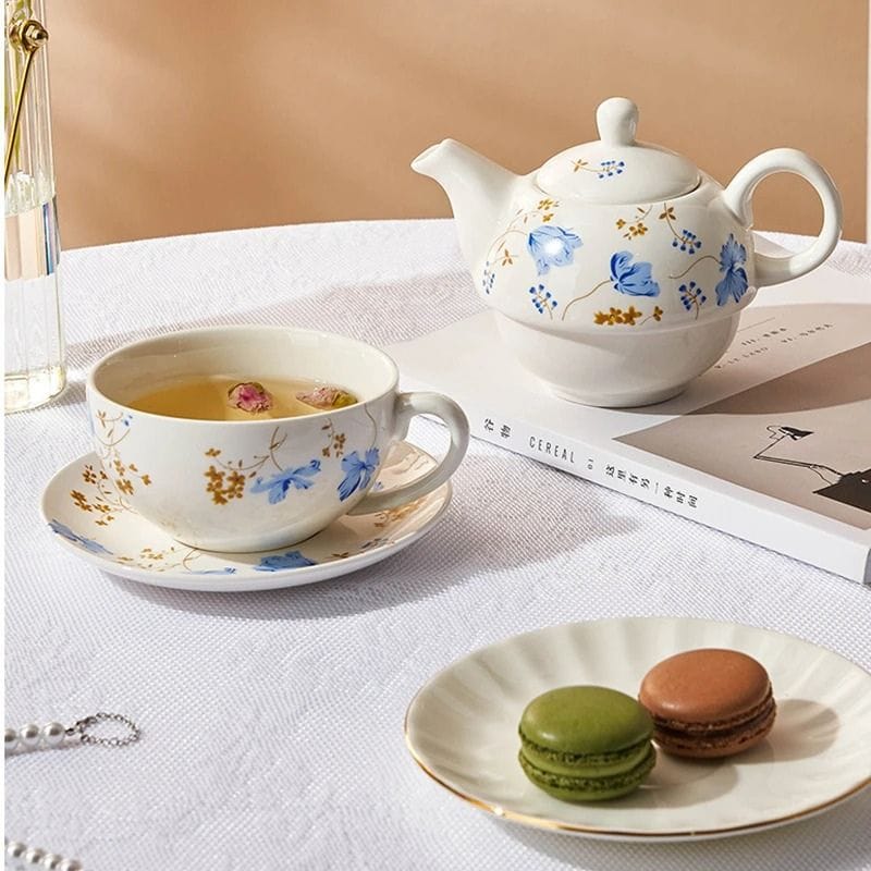 Théière Style Anglais Fleurie avec Tasse 480ML 480 ml