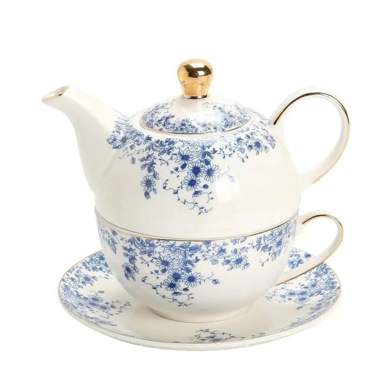Théière Tasse Intégrée en Porcelaine Fleurie 350ML 350 ml