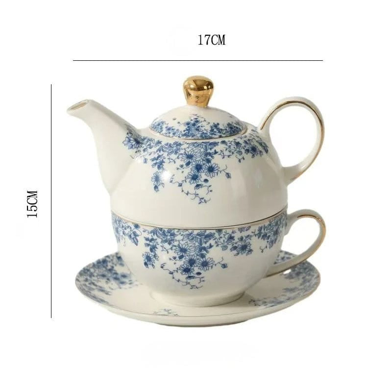 Théière Tasse Intégrée en Porcelaine Fleurie 350ML 350 ml