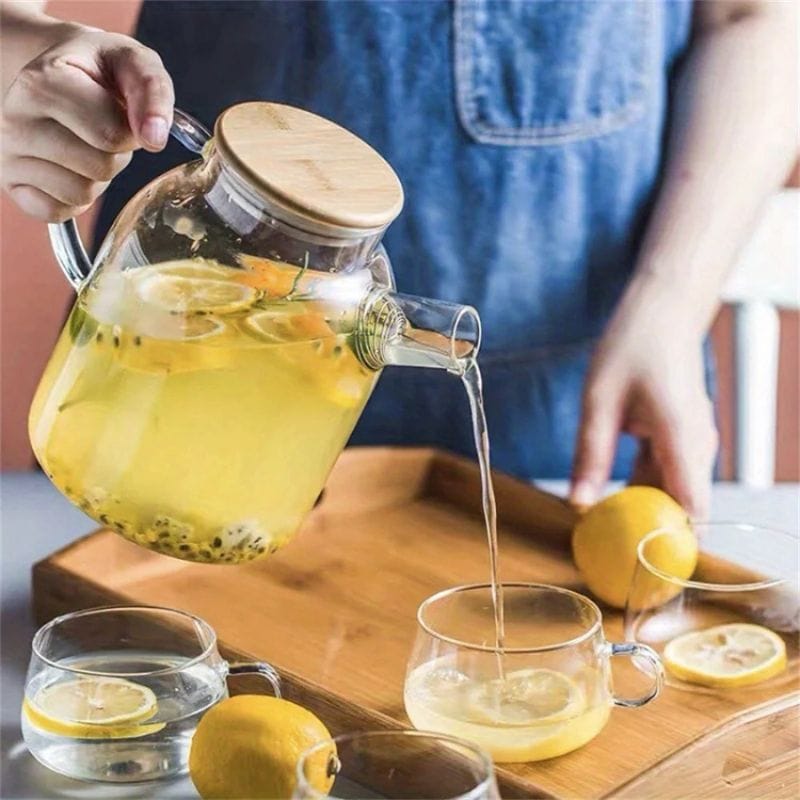 Théière Transparente en Verre Borosilicate 1L - 1.8L