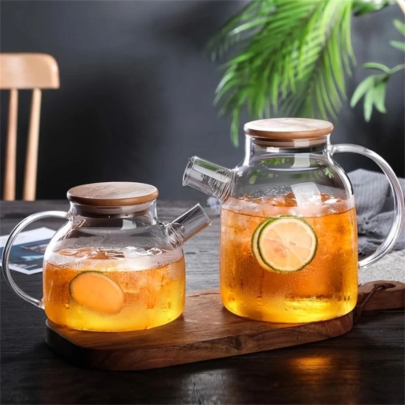 Théière Transparente en Verre Borosilicate 1L - 1.8L