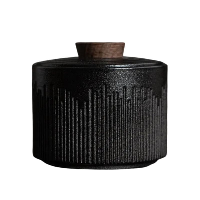 Boîte à Thé Design en Céramique Noir Minéral Mat