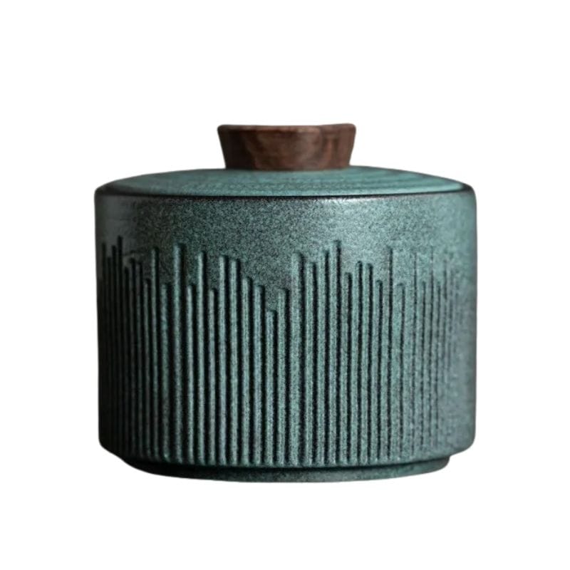 Boîte à Thé Design en Céramique Vert Sauge Texturé