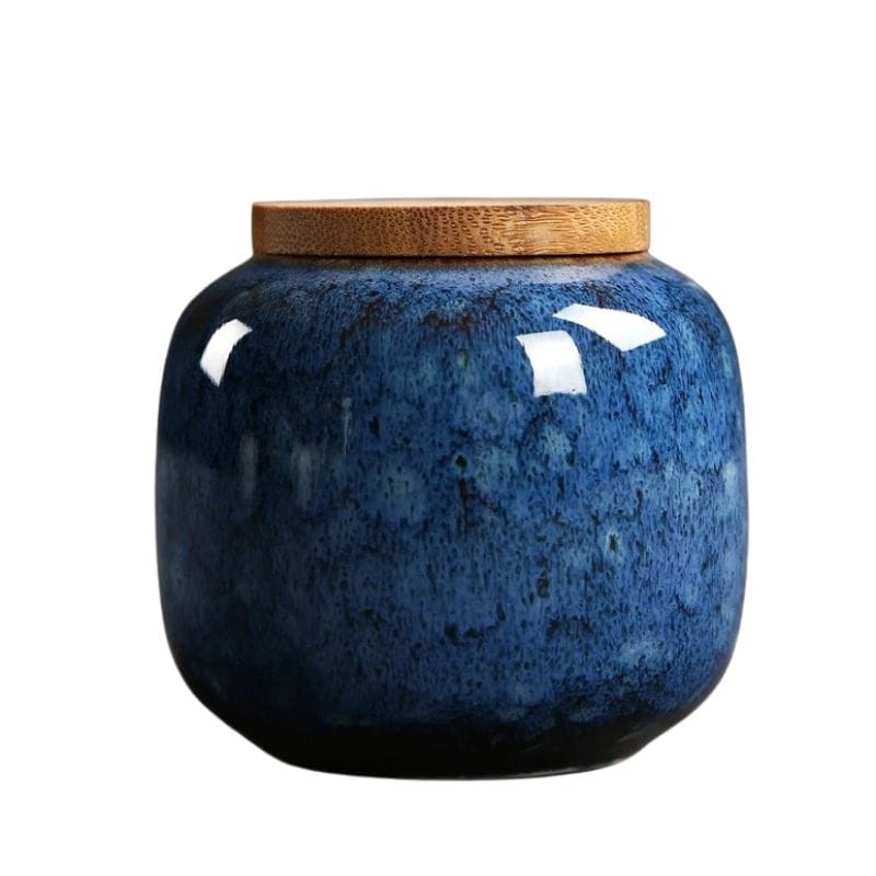 Boîte à Thé en Vrac en Céramique Bleu Nuit Profond