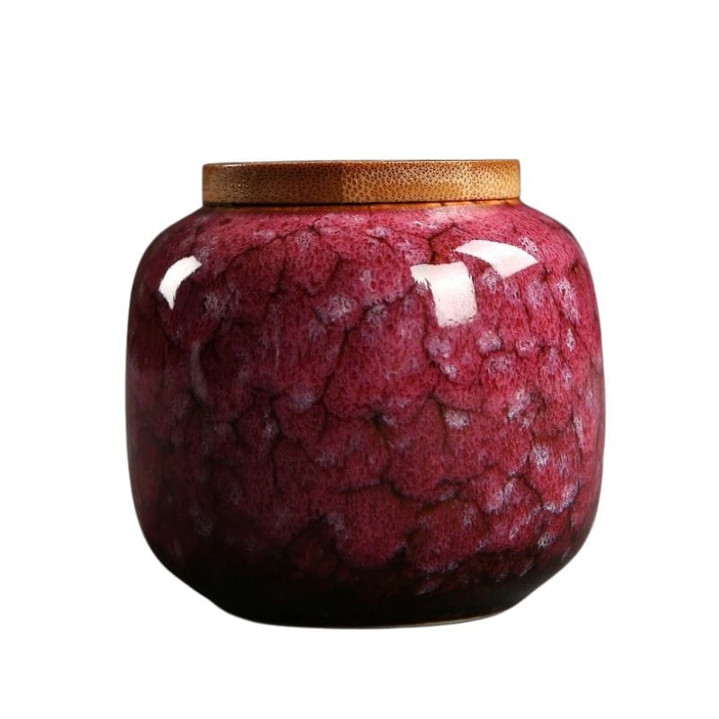 Boîte à Thé en Vrac en Céramique Rouge Grenat