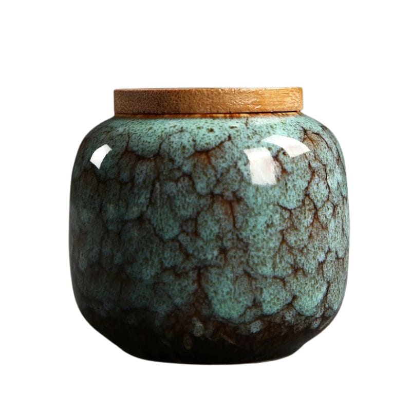 Boîte à Thé en Vrac en Céramique Vert Jade Craquelé