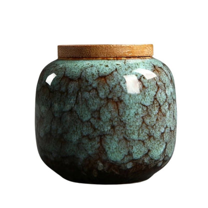 Boîte à Thé en Vrac en Céramique Vert Jade Craquelé