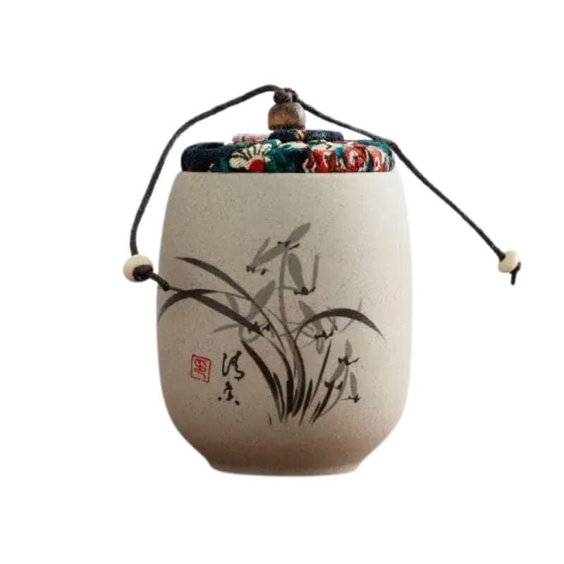 Boîte à Thé Washi en Céramique Bambou Encre de Chine
