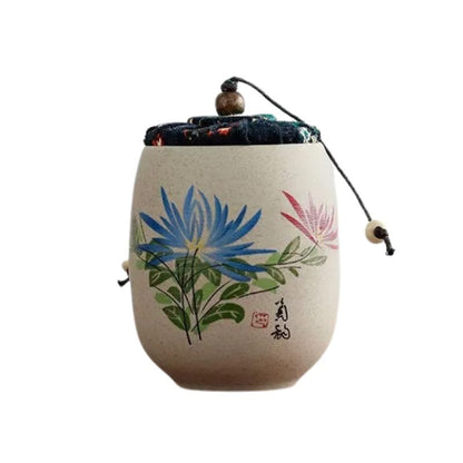 Boîte à Thé Washi en Céramique Herbier Bleu Japonais