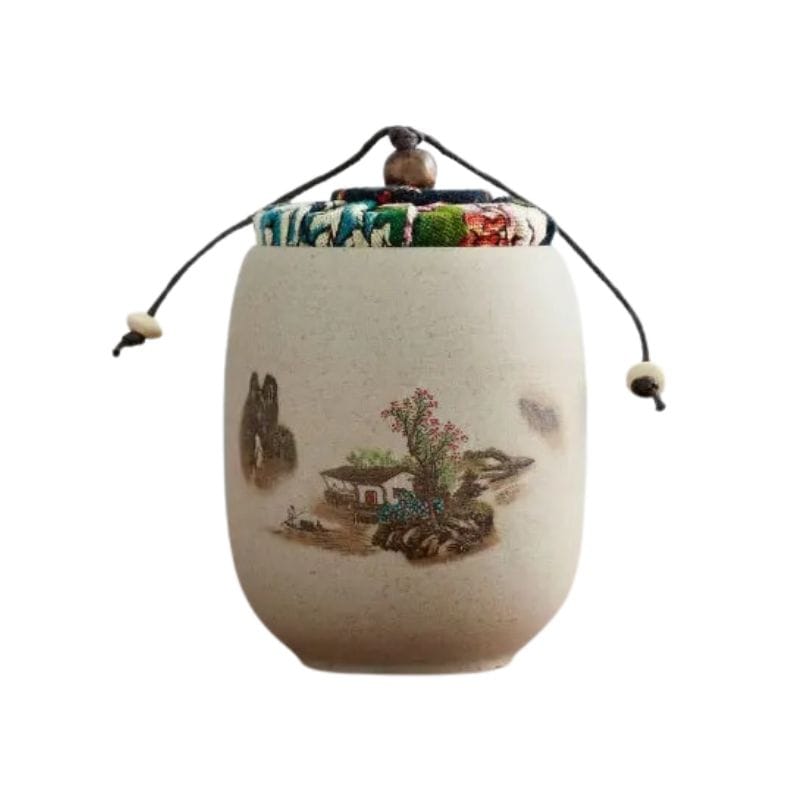 Boîte à Thé Washi en Céramique Paysage de Montagne Paisible