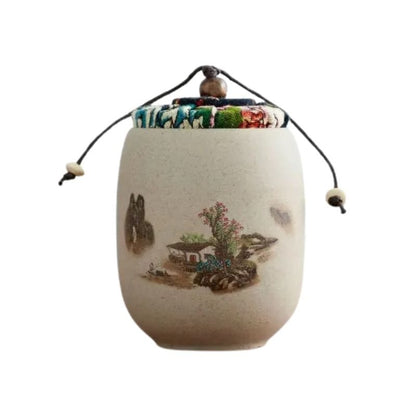 Boîte à Thé Washi en Céramique Paysage de Montagne Paisible