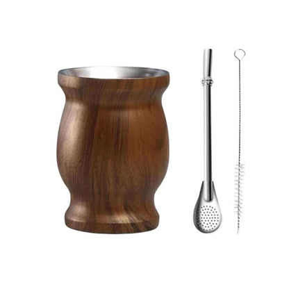 Calebasse Maté Inox Double Paroi 230ML 230 ml / Bois Noyer