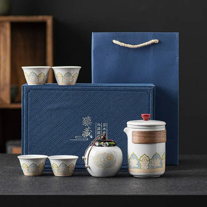 Coffret Service à Thé en Porcelaine 250ML Service complet - 6 pièces / Porcelaine Ivoire