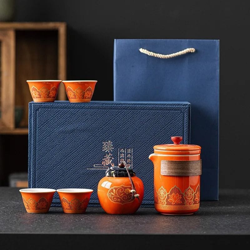 Coffret Service à Thé en Porcelaine 250ML Service complet - 6 pièces / Terre d’Ambre