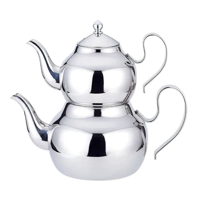 Double Théière Turque en Inox 1L + 2L 1000 ml + 2000 ml / Inox Argenté