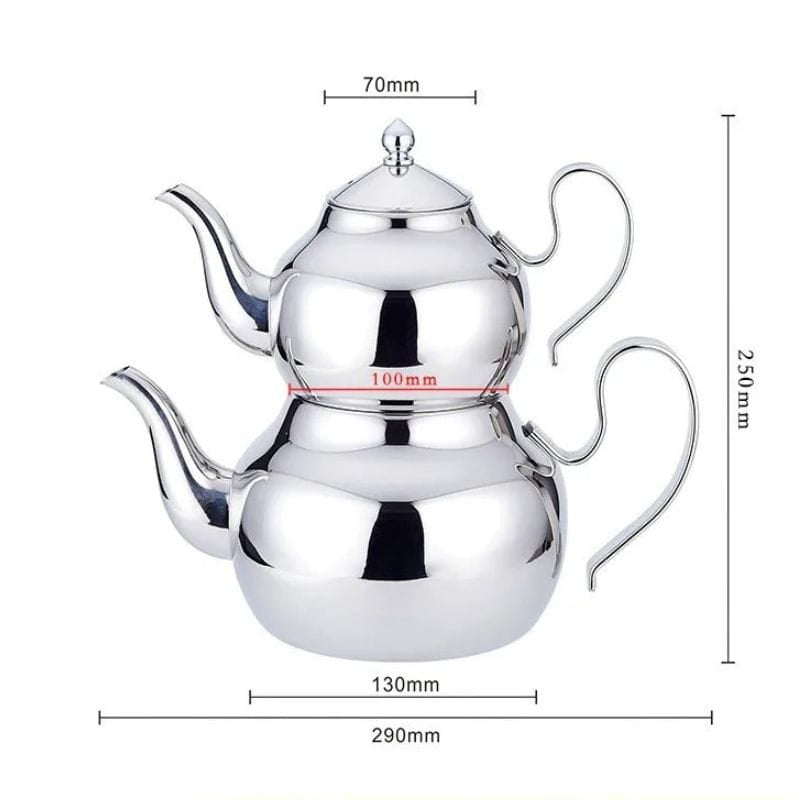 Double Théière Turque en Inox 1L + 2L