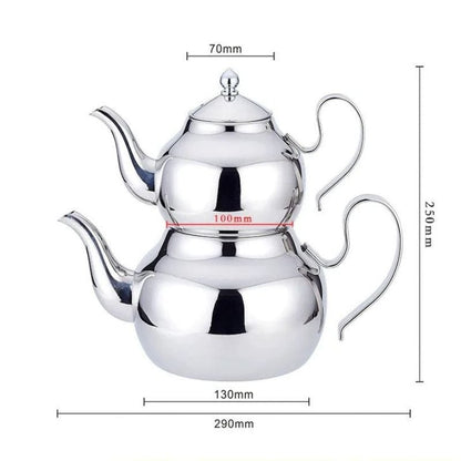 Double Théière Turque en Inox 1L + 2L