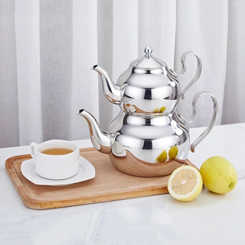 Double Théière Turque en Inox 1L + 2L