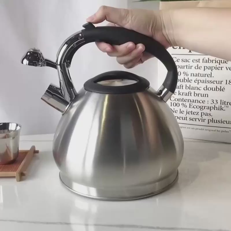 Théière Sifflante Inox Compatible Induction 2.3L - 3L