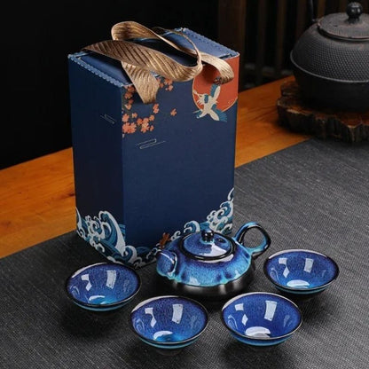 Service à Thé Bleu en Céramique 150ML Service complet – 5 pièces