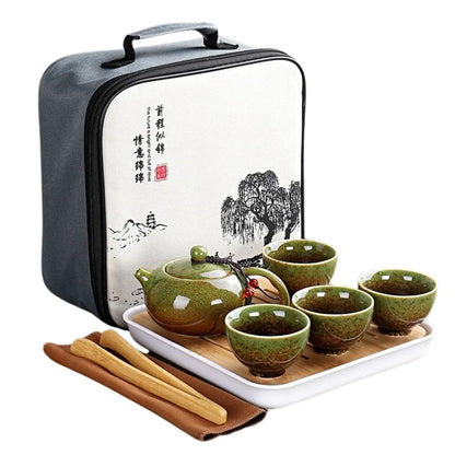 service à thé chinois portable 4 pièces / green