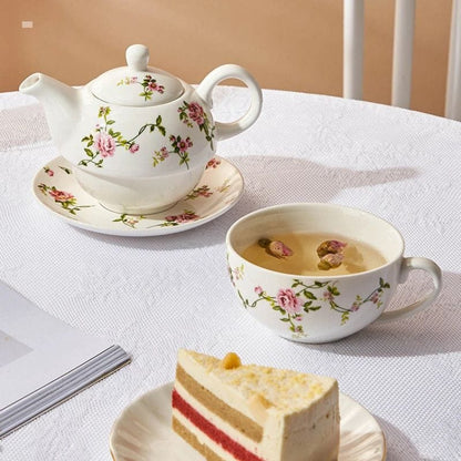 Service à Thé Individuel Fleuri en Porcelaine 480ML 480 ml