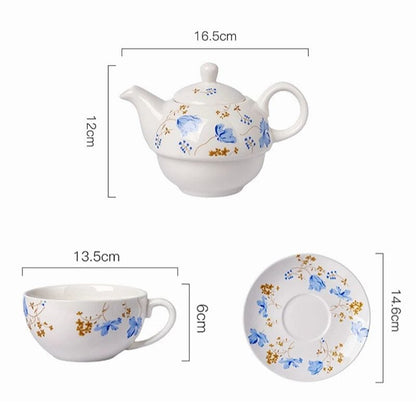 Service à Thé Individuel Fleuri en Porcelaine 480ML 480 ml