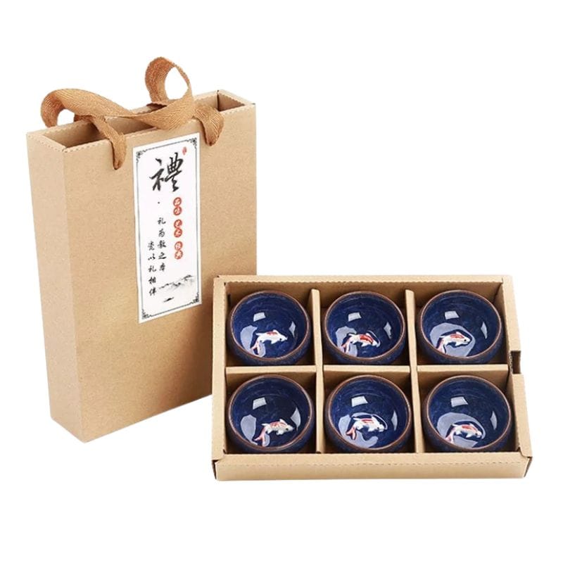 Service Tasse à Thé en Porcelaine Coffret 6 tasses / Bleu Nuit